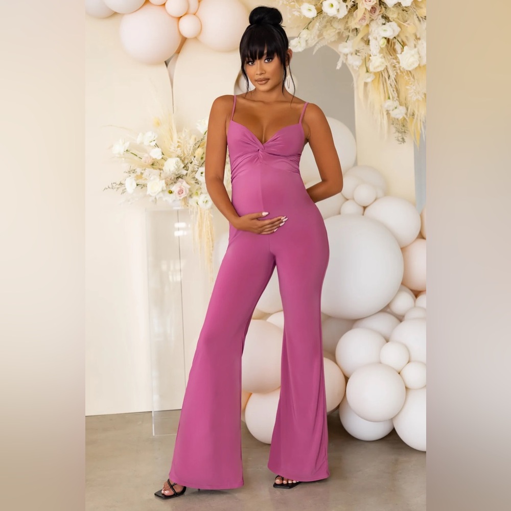 Club L ORCHID MATERNITY TWIST FRONT CAMI JUMPSUIT - Size UK12/US 8
